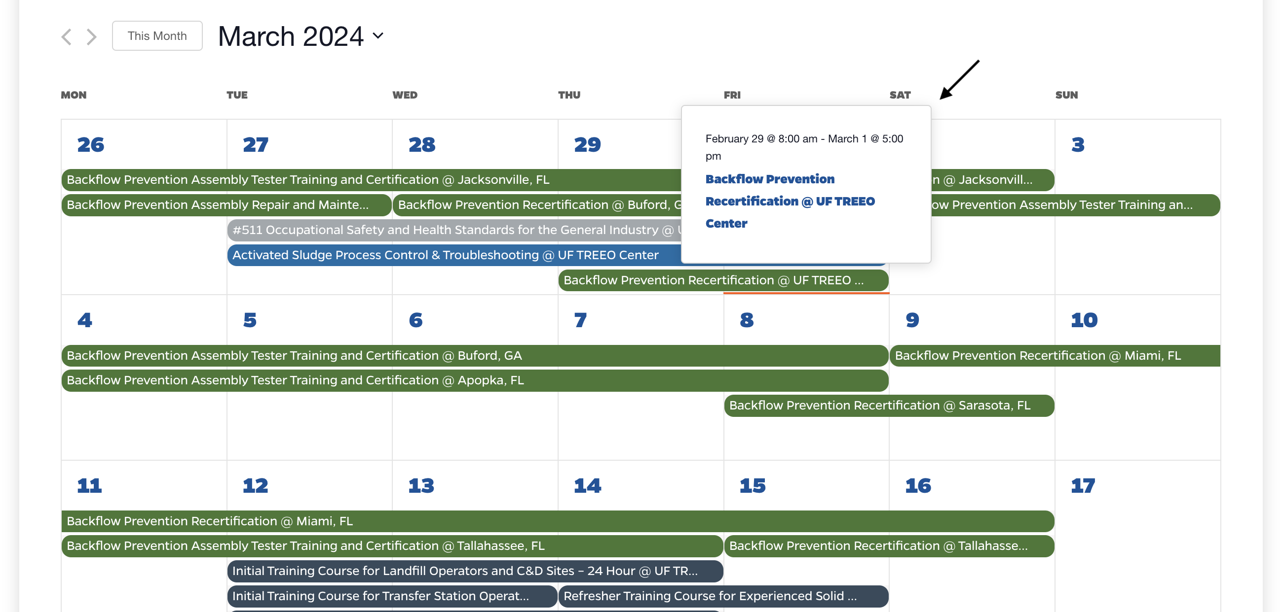 New TREEO Course Calendar