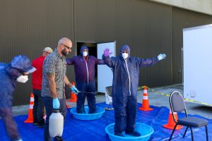 Students from the HAZWOPER and Asbestos Contractor/Supervisor course performing a simulated exercise.